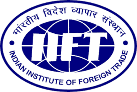 Illustrative recruitment poster for Indian Institute of Foreign Trade (IIFT), promoting Research Associate (Trade Analytics) positions, with icons of a briefcase, bar chart, and globe on a blue background.